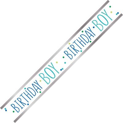 9ft Happy Birthday Boy Foil Banner