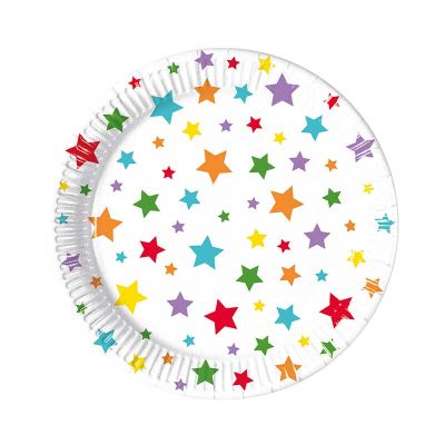 20cm Multicolour Bright Stars Paper Plates (pack quantity 8)