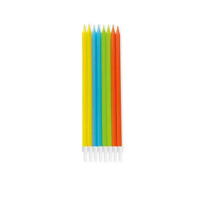 14.5cm Bright Colours Birthday Candles With Holders (pack quantity 16)