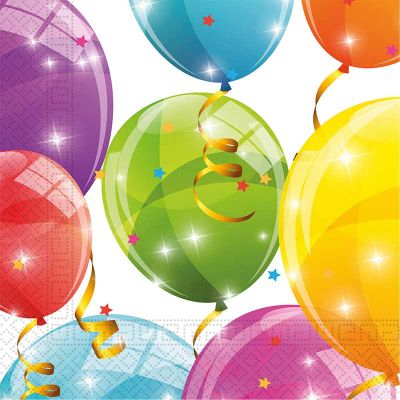 33cm Sparkling Balloons Paper Napkins (pack quantity 20)