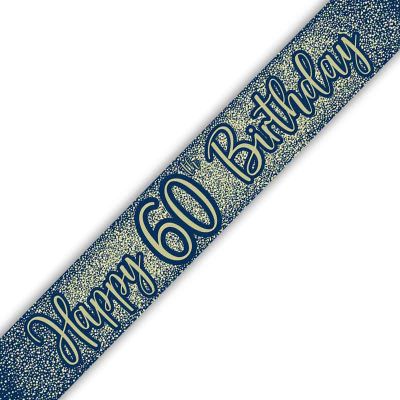 9ft 60th Birthday Navy And Gold Banner