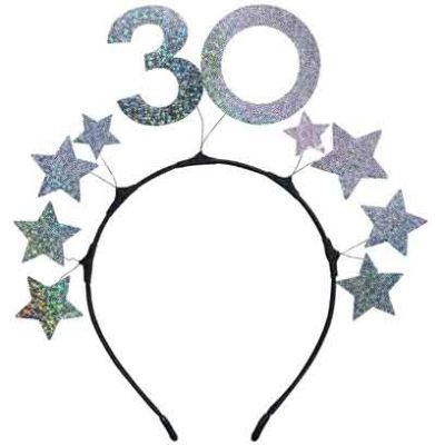 Age 30 Headband With Silver Stars