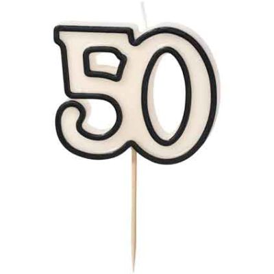 Black And White Age 50 Birthday Candle