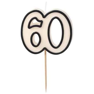 Black And White Age 60 Birthday Candle