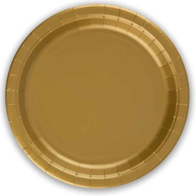 23cm Gold Paper Plates (pack quantity 8)