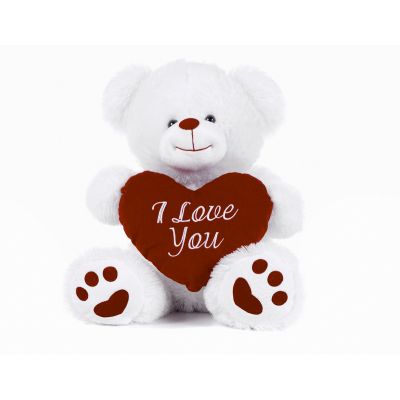 17.5 Inch White Bear With Heart