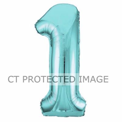 34 Inch Powder Blue Number 1 Foil Balloon