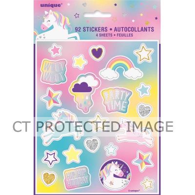  Unicorn Party Sticker Sheet (pack quantity 4) 