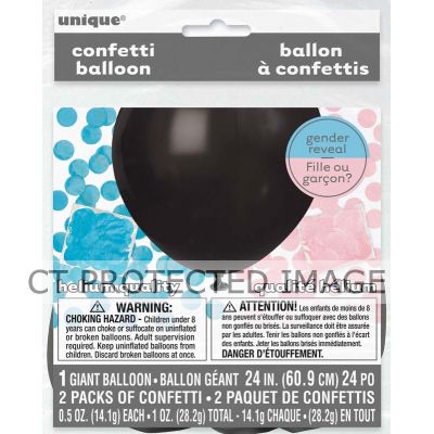 24 Inch Black Gender Reveal Confetti Balloon