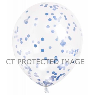  12 Inch Royal Blue Confetti Clear Balloon (pack quantity 6) 