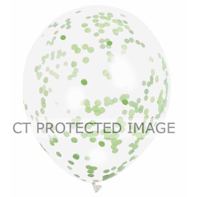  12 Inch Lime Green Confetti Clear Balloon (pack quantity 6) 