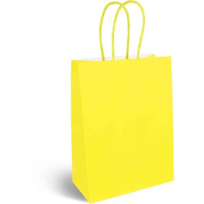 Yellow Paper Bag With Coloured Handles 12s