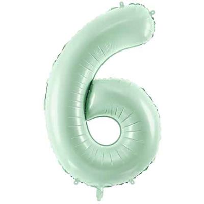 28 Inch Pastel Green Number 6 Foil Balloon
