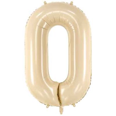 28 Inch Pastel Beige Number 0 Foil Balloon
