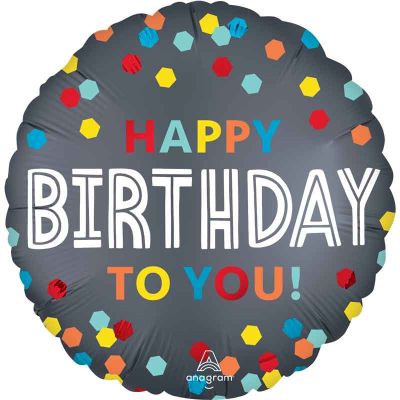 18 Inch Satin Confetti Burst Birthday Foil Balloon