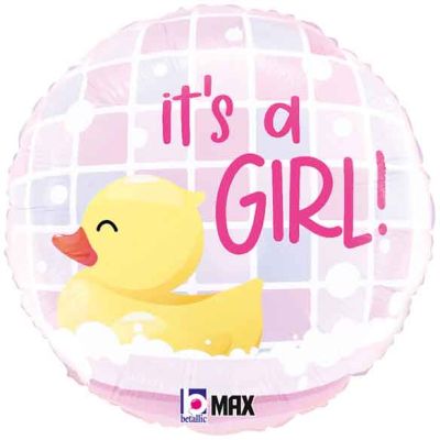 18 Inch It's A Girl Rubber Ducky Foil Balloon