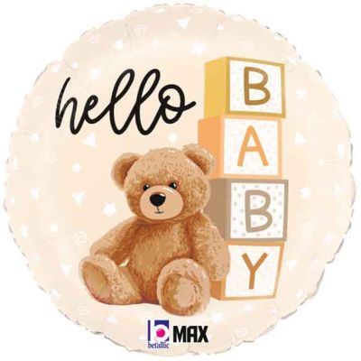 18 Inch Hello Baby Teddy Bear Foil Balloon