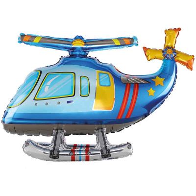 3d Blue Helicopter Air Fill Foil Balloon