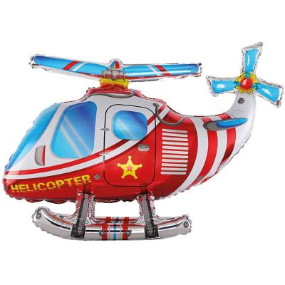 3d Red Helicopter Air Fill Foil Balloon