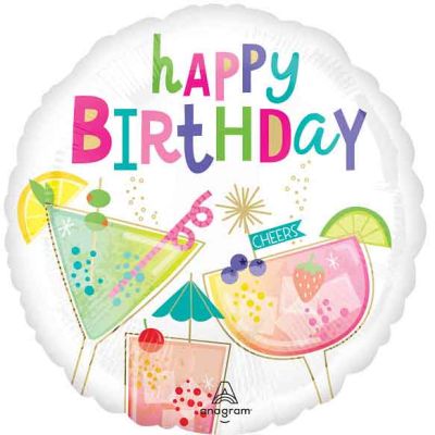 18 Inch Cocktail Surprise Birthday Foil Balloon