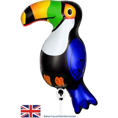 15 Inch Toucan Metallic Air Fill Foil Balloon Packaged  With Self Seal Valve