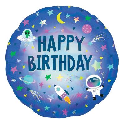 18 Inch Outer Space Happy Birthday Foil Balloon