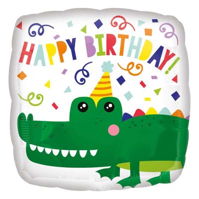 18 Inch Gator Happy Birthday Sq Foil Balloon