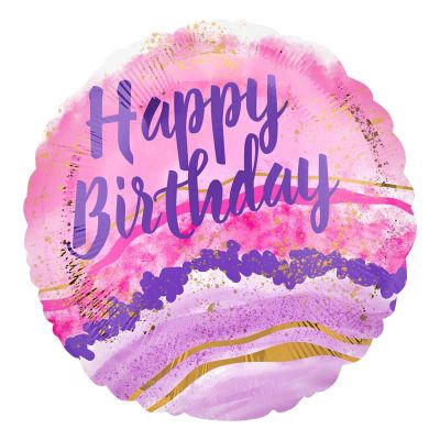 18 Inch Birthday Watercolour Marble Foil Balloon