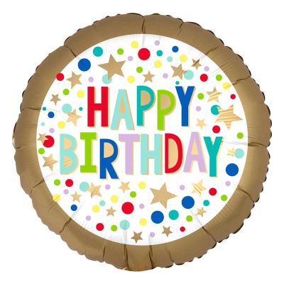 18 Inch Gold Satin Marquee Dots Foil Balloon