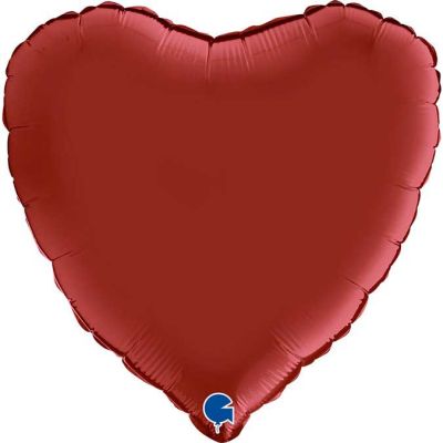 18 Inch Satin Rubin Red Heart Foil Balloon