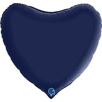 36 Inch Satin Navy Blue Heart Foil Balloon