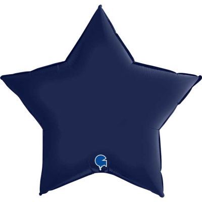 36 Inch Satin Navy Blue Star Foil Balloon