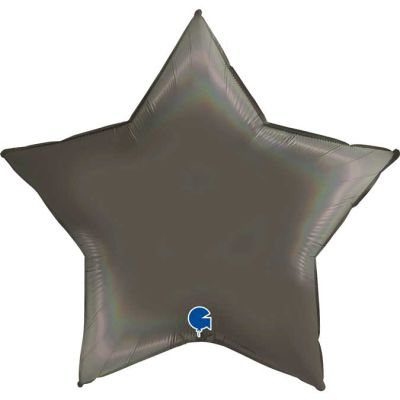 36 Inch Rainbow Holographic Platinum Grey Star Foil