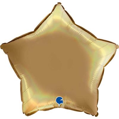 18 Inch Rainbow Holographic Platinum Champagne Foil Star