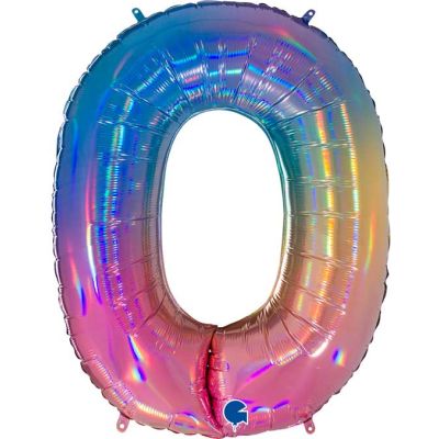 40 Inch Number 0 Colourful Rainbow Foil Balloon