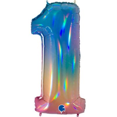 40 Inch Number 1 Colourful Rainbow Foil Balloon