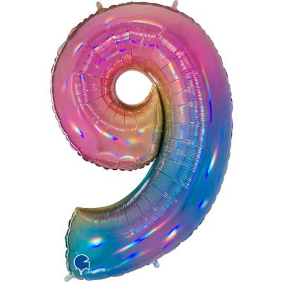 40 Inch Number 9 Colourful Rainbow Foil Balloon