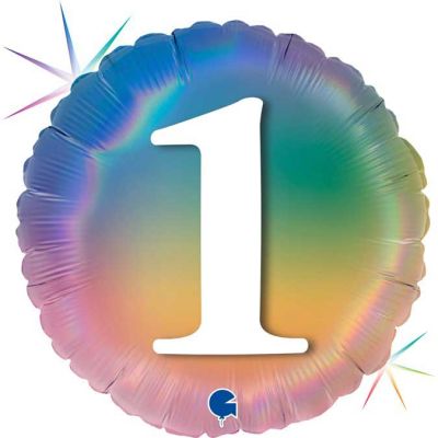 18 Inch Happy 1 Colourful Rainbow Foil Balloon