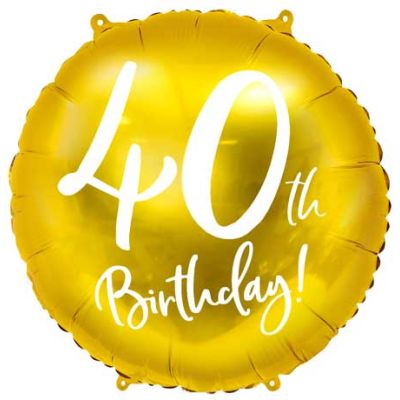 18 Inch 40th Birthday Gold Foil Balloon