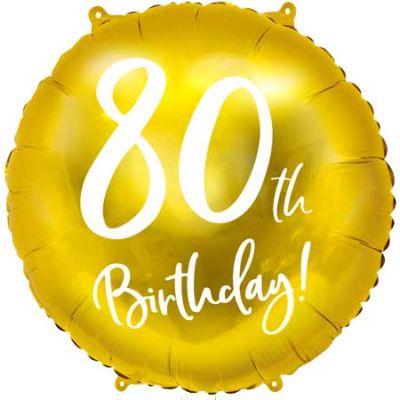 18 Inch 80th Birthday Gold Foil Balloon