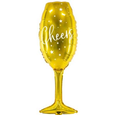 Gold Champagne Glass Shaped Foil Balloon