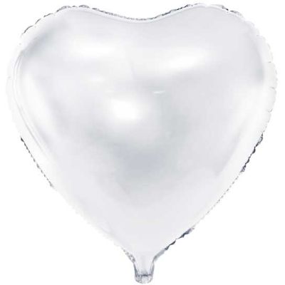 61cm White Heart Foil Balloon Heart