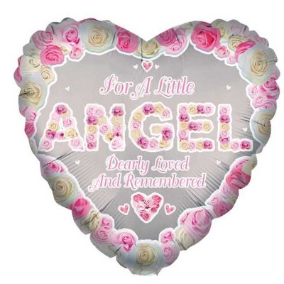 18 Inch Angel Pink Heart Remembrance Foil Balloon