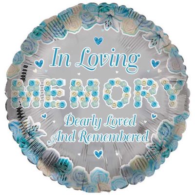 18 Inch In Loving Memory Blue Remembrance Foil Balloon
