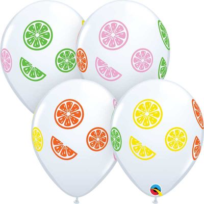 11 Inch White Colorful Fruit Slices Qualatex (pack quantity 50)