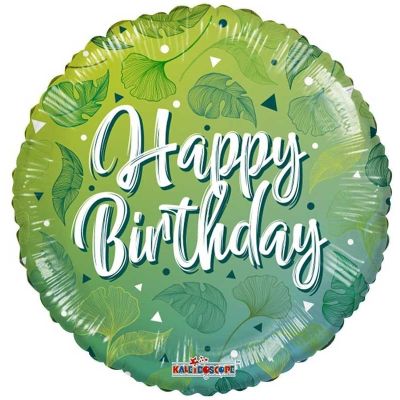 18 Inch Birthday Green Motifs Eco One Foil Balloon
