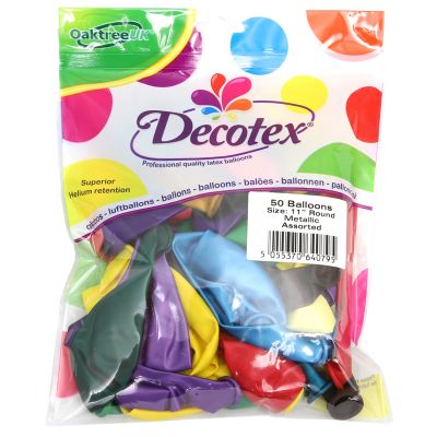 11 Inch Metallic Assorted Decotex (pack quantity 50)