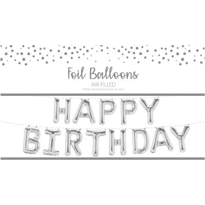 Birthday Silver Foil Balloon Kit