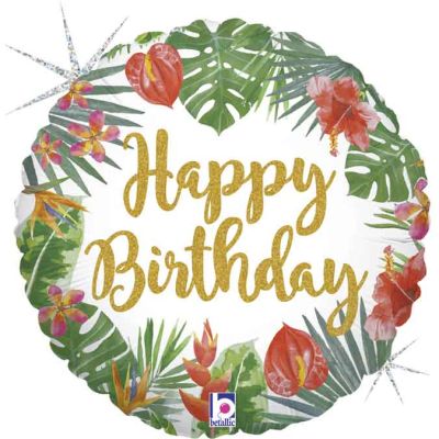 18 Inch Tropical Happy Brithday Foil Balloon