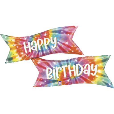 49 Inch Tie-dye Banner Birthday Foil Balloon